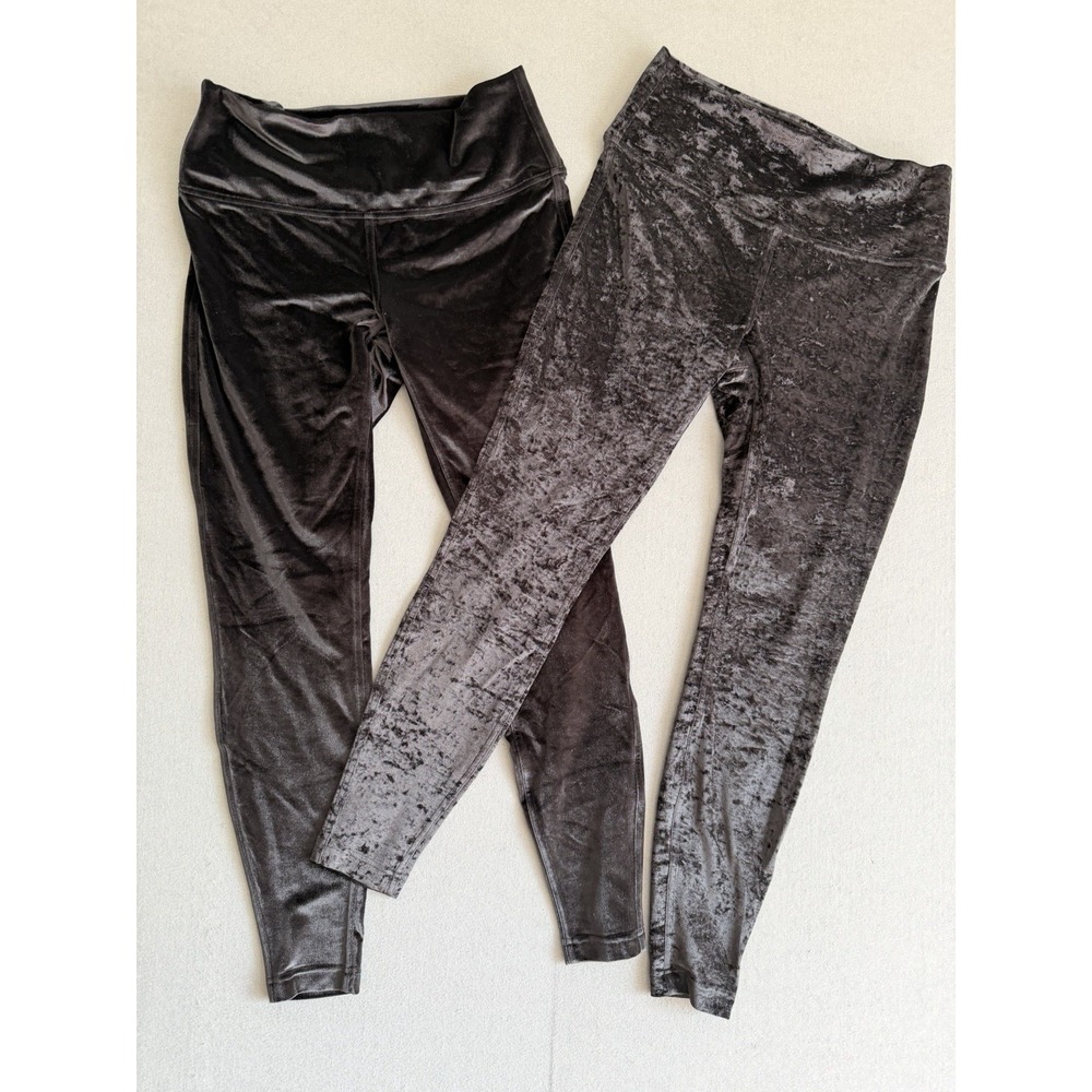Lululemon Women 12 Legging Lot‎ Wunder Black Crushed Velvet 28" 2 Pair Lounge